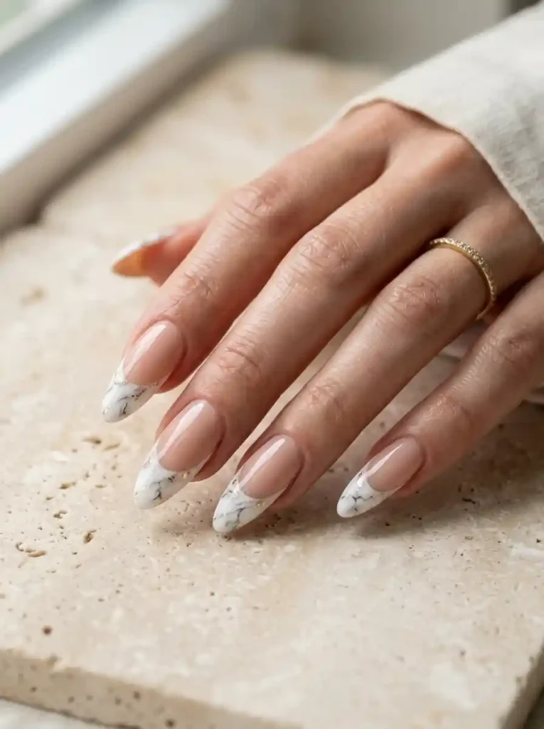 18. Marble French Tips
