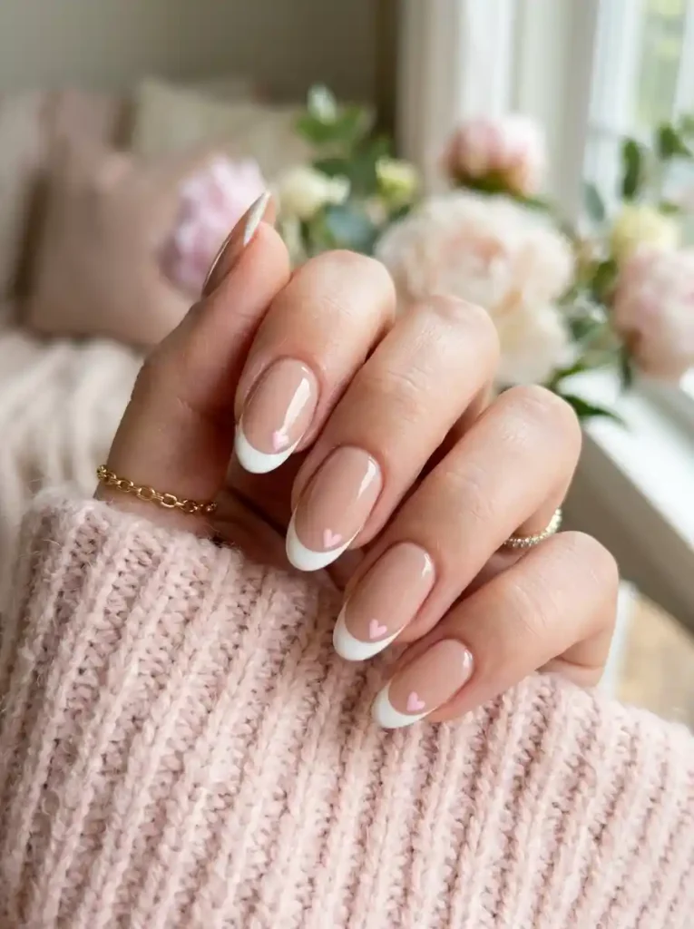 21. Heart French Tips