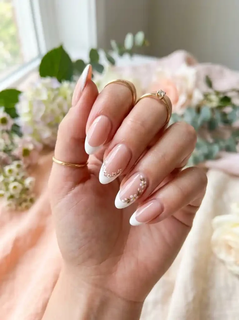 23. Floral French Tips