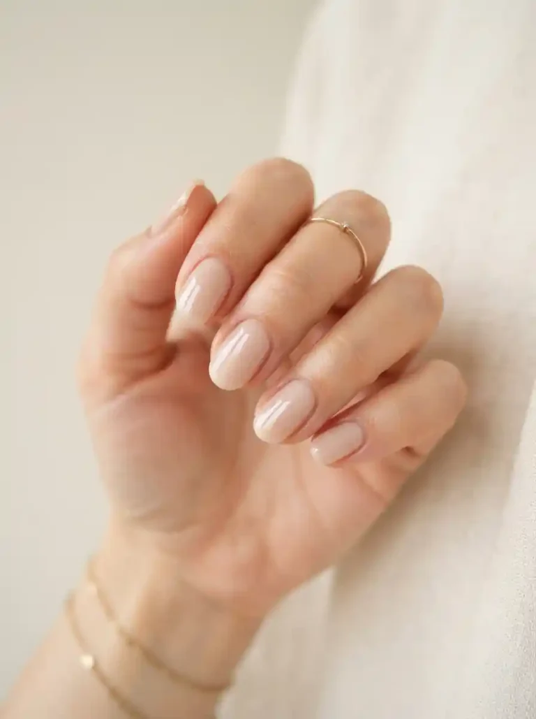 25. Glossy Nude Nails Simple Nail Ideas