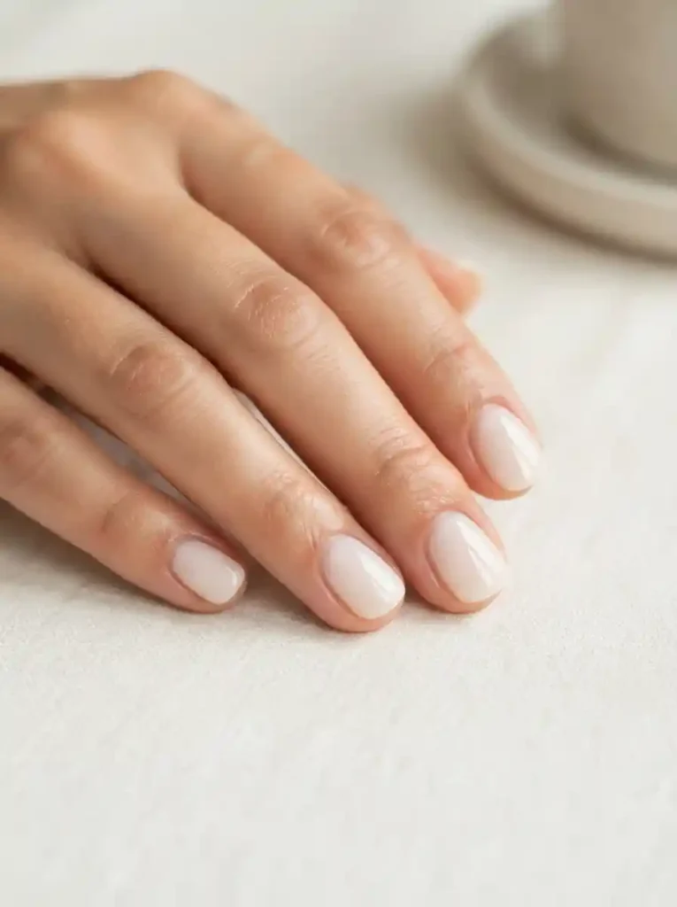 3. Milky White Nails