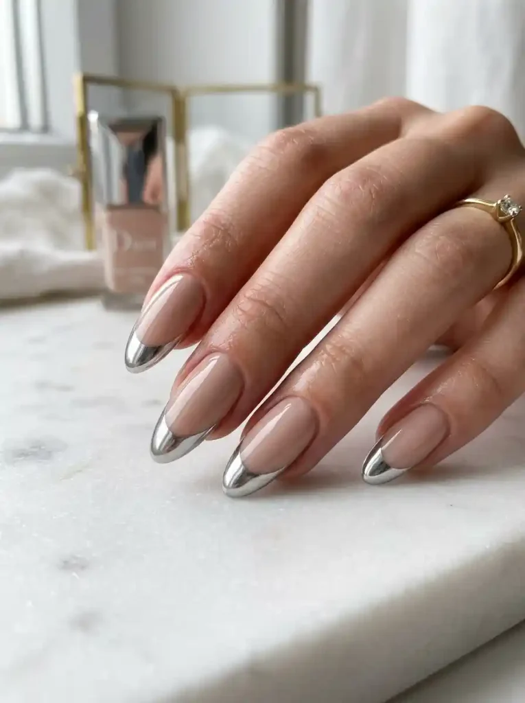 8. Chrome French Tips