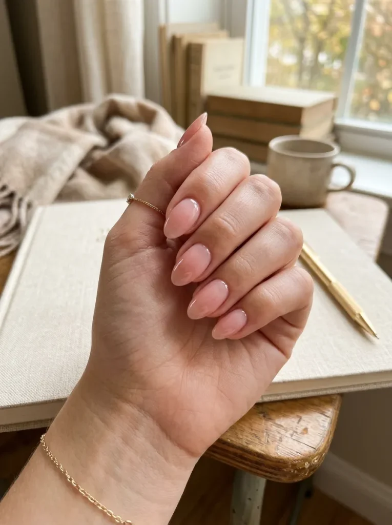1. Blush Almond Nails for the First Day of School