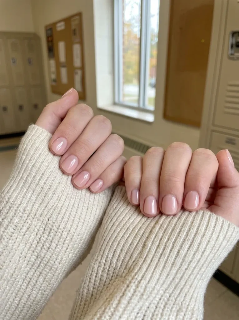 1. Soft Blush Back to School Nails 6th Grade