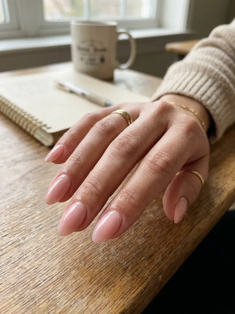 1. Soft Blush Back to School Nails for Teachers