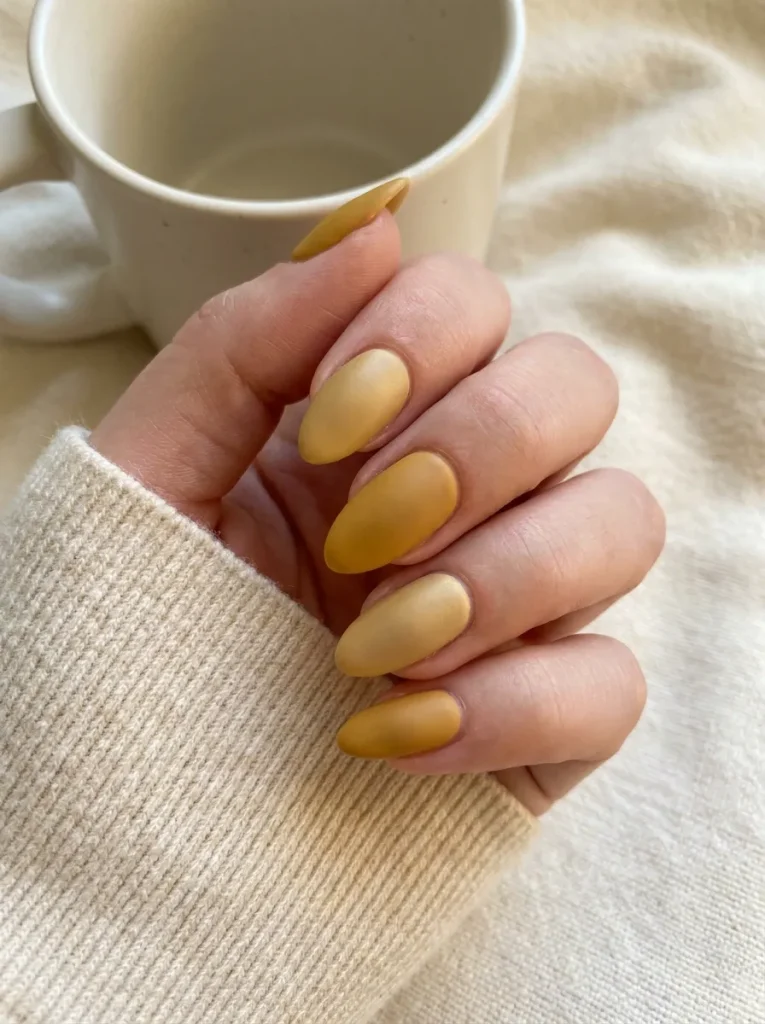 12. Mustard Matte Nails