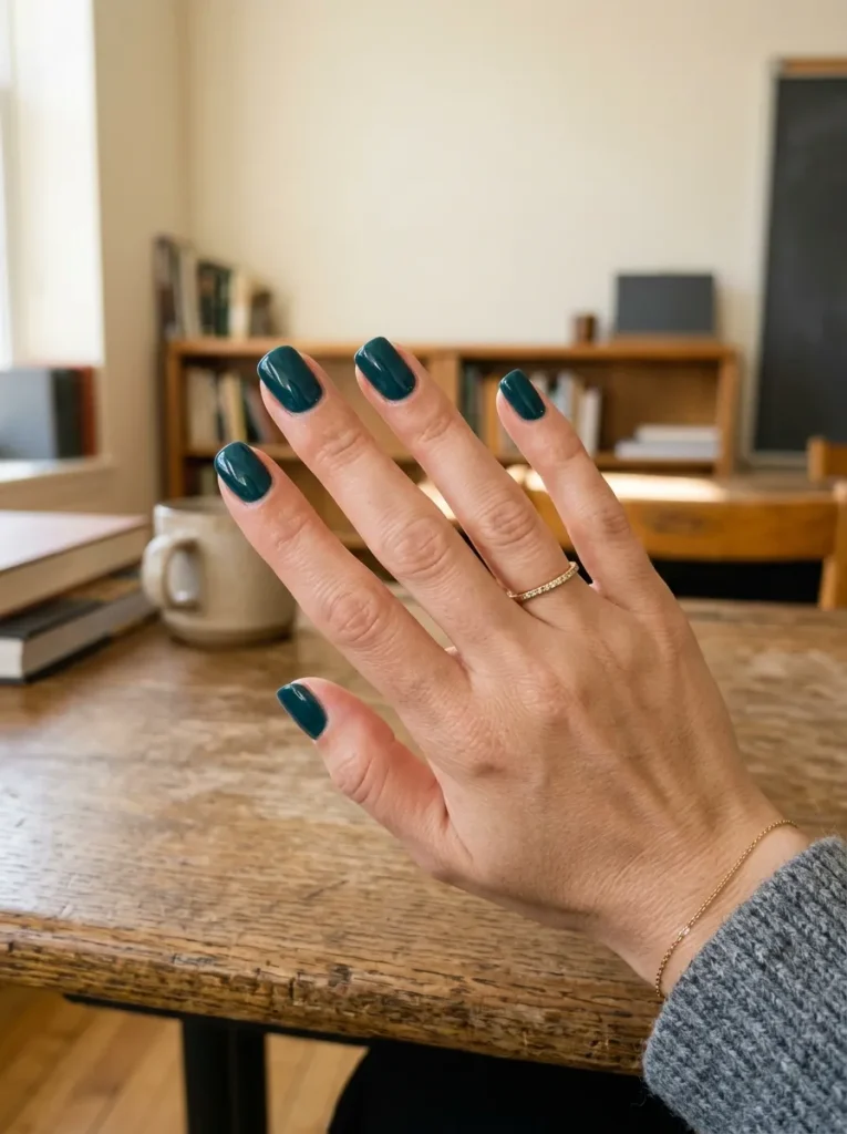 14. Deep Teal Nails