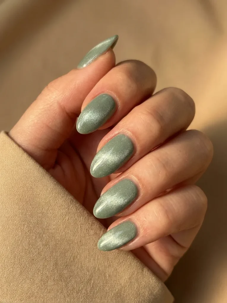 15. Sage Velvet Nails