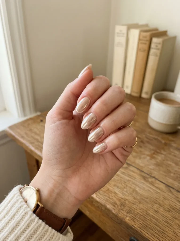 16. Champagne Chrome Nails