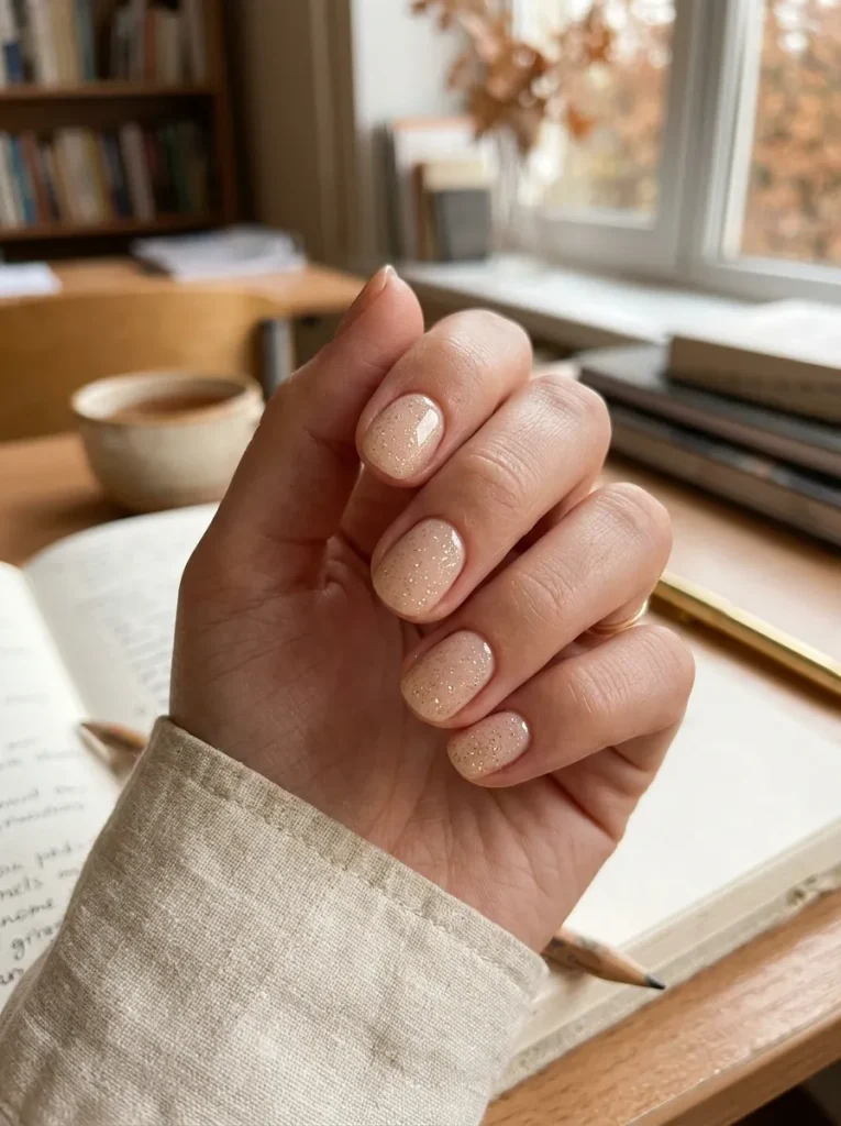 17. Champagne Glitter Nails