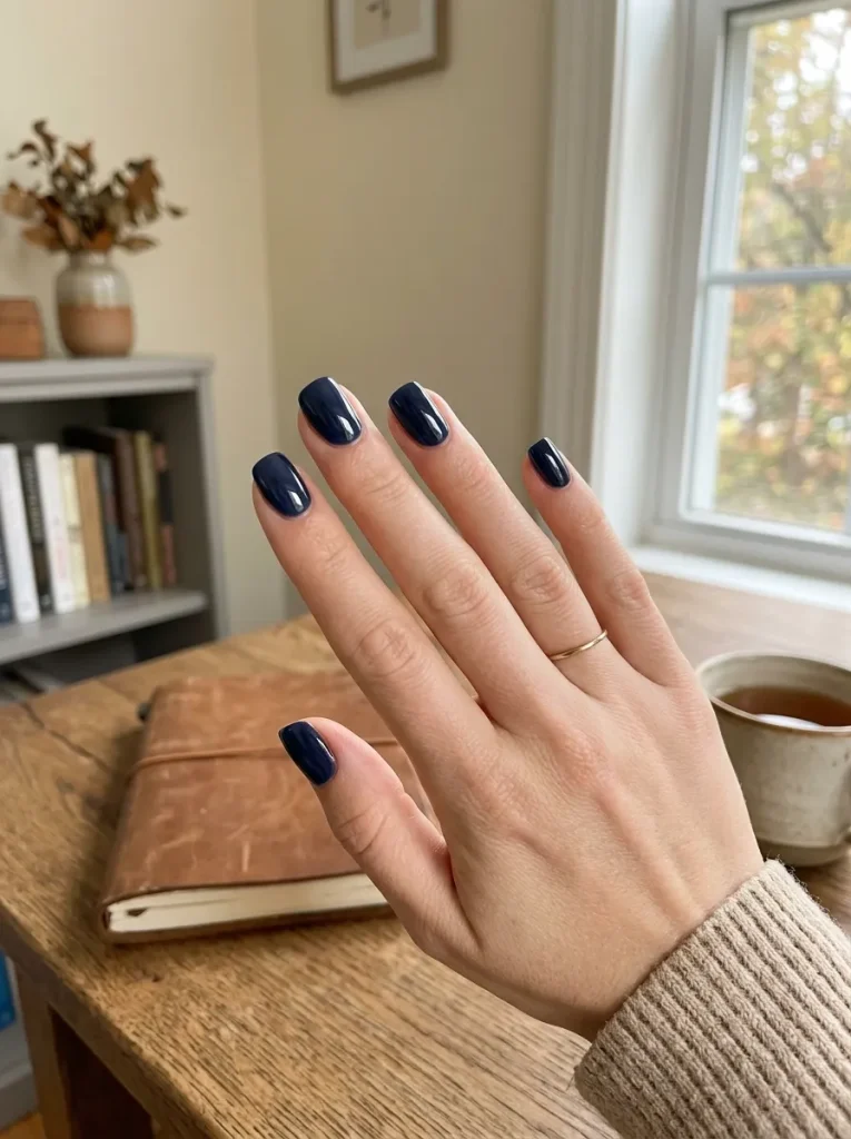 22. Deep Navy Nails