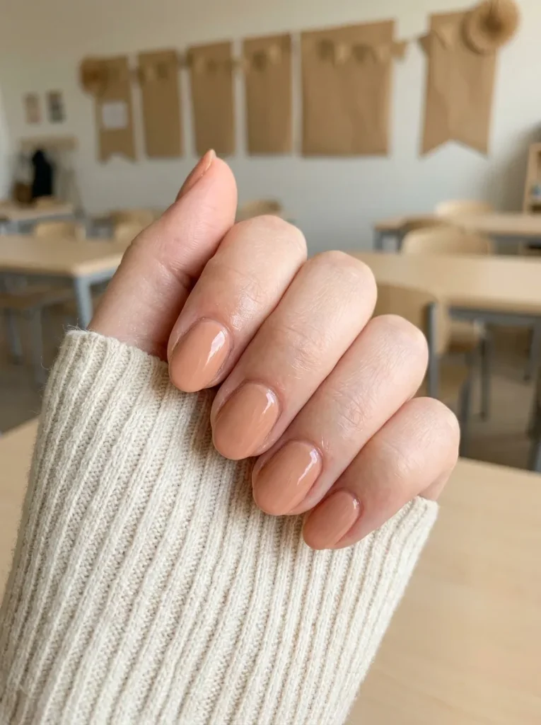 5. Peachy Nude Nails