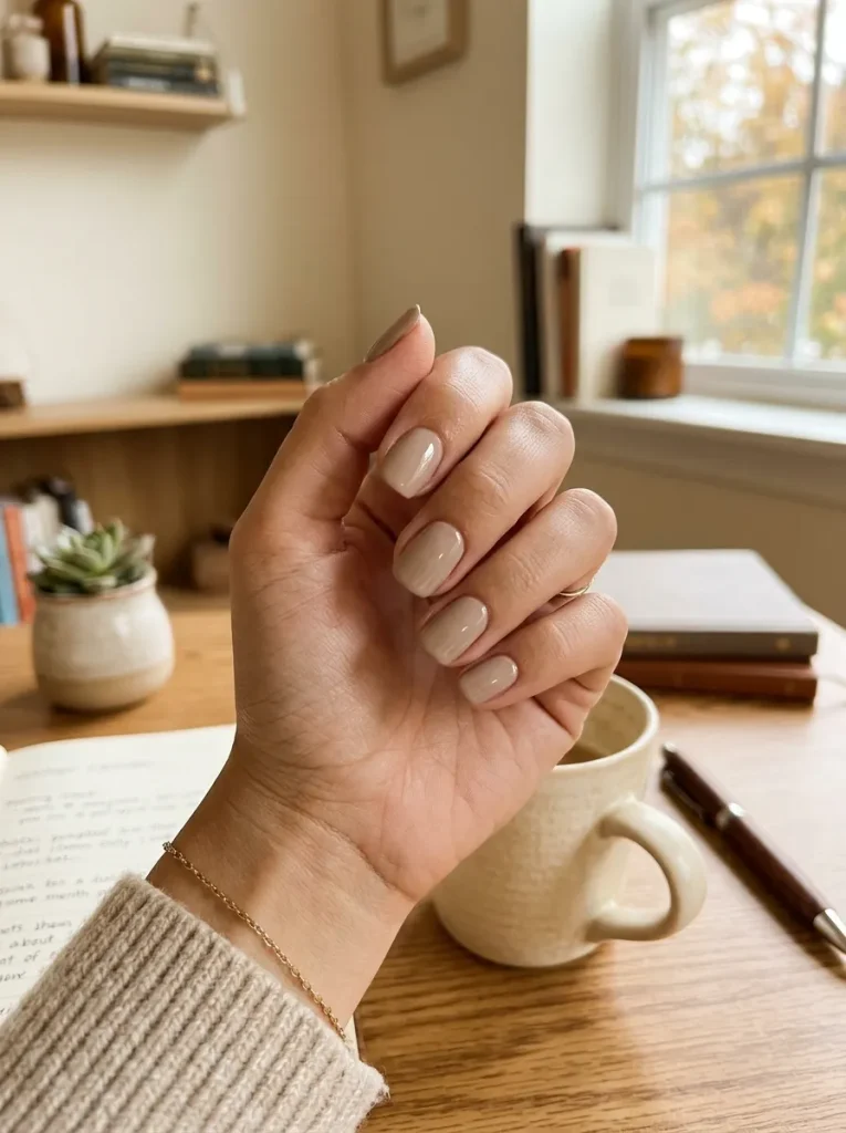8. Creamy Taupe Nails