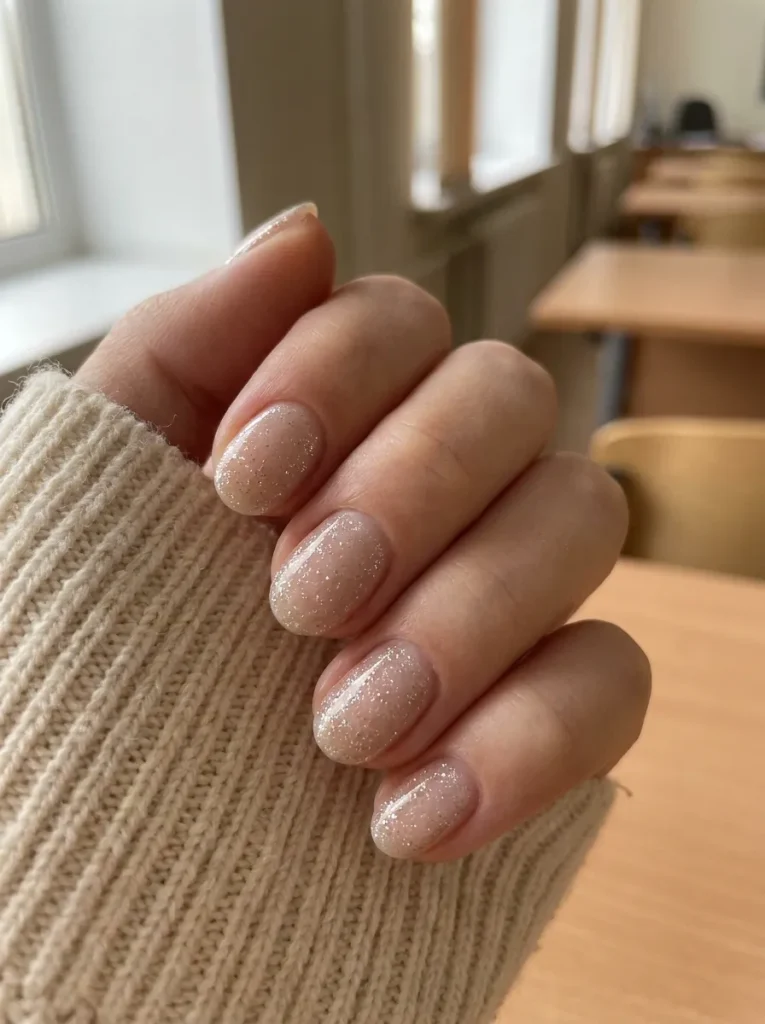 9. Silver Sparkle Nails