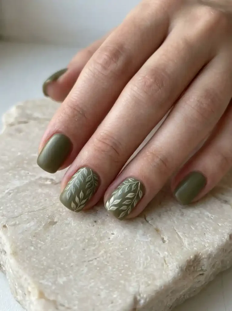 13. Olive Leaf Nails