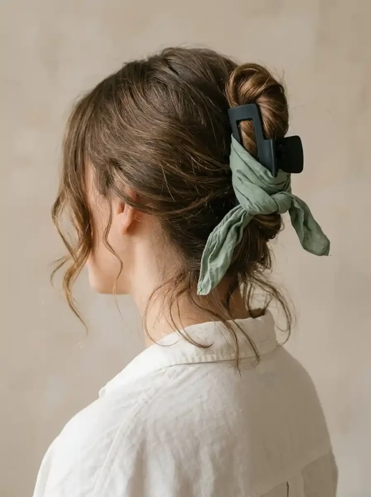 14- Bandana Claw Clip Updo