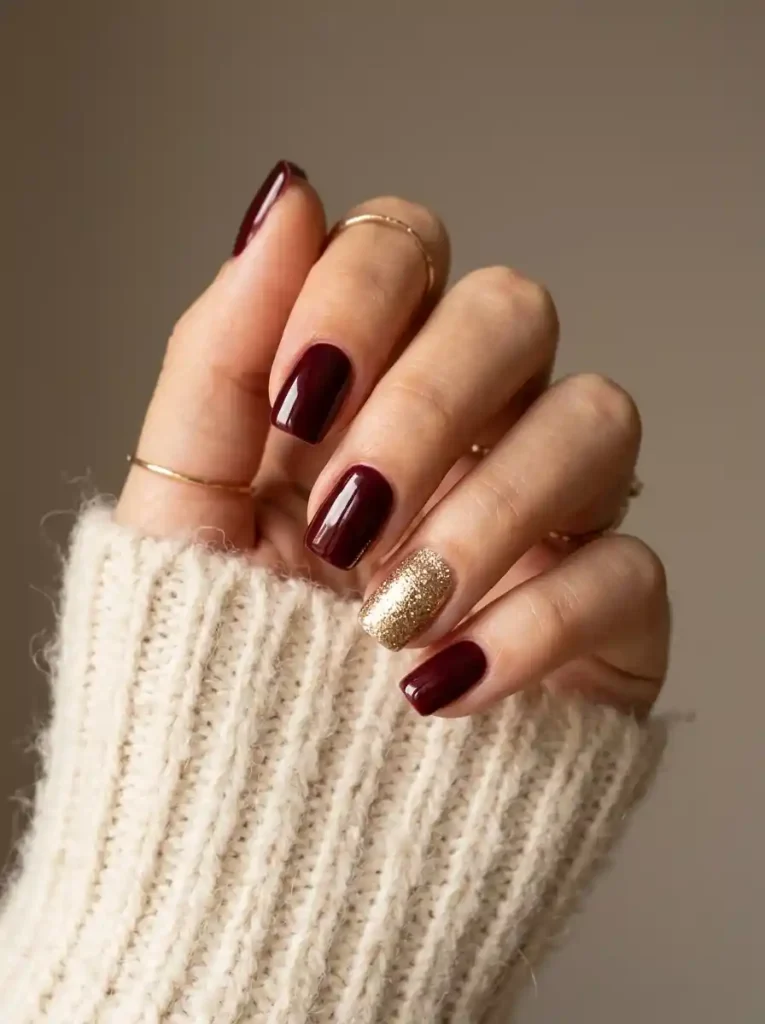 14. Burgundy Glitter Accents