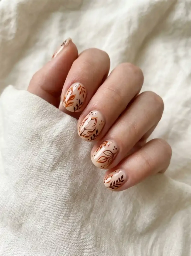 14. Negative Space Leaf Nails