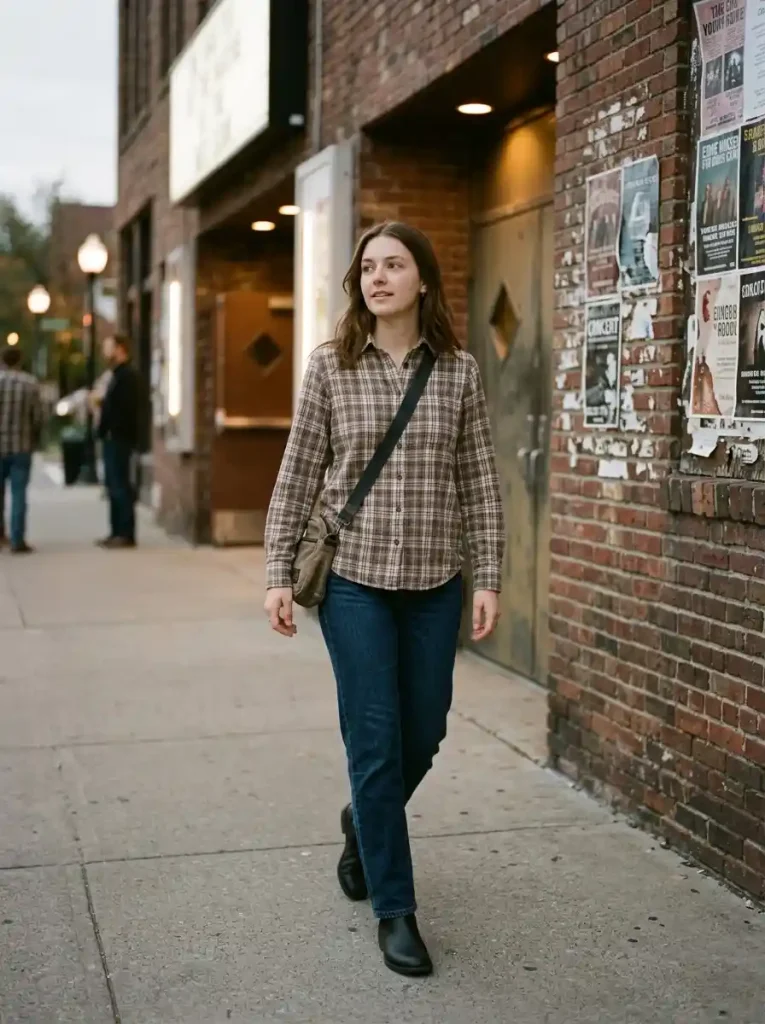 14. Soft Plaid Shirt and Dark Jeans
