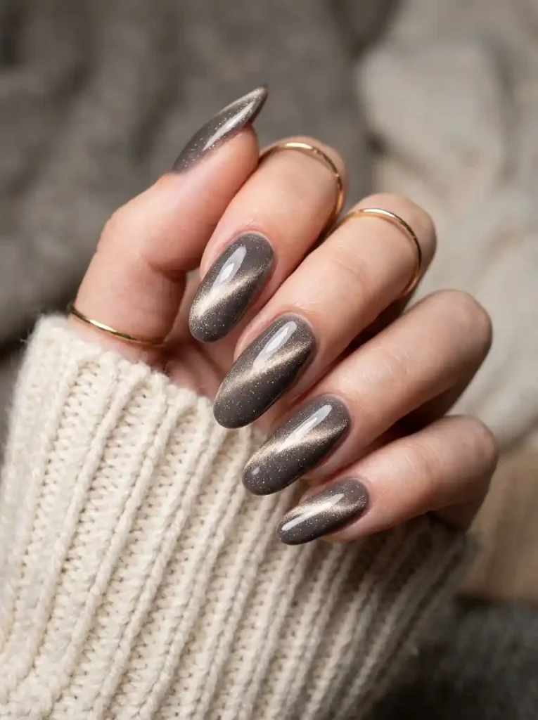 16. Taupe Cat-Eye Nails
