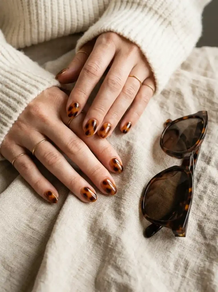 17. Amber Tortoiseshell Nails