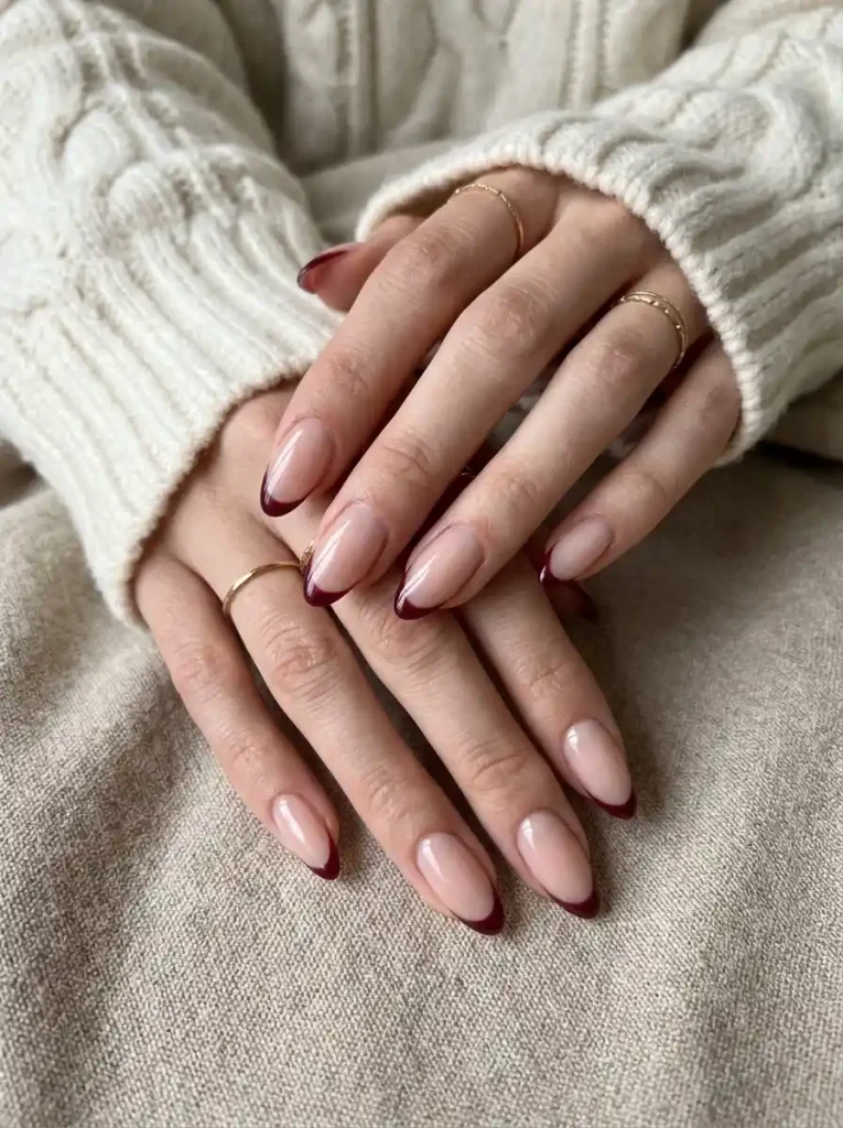 2. Burgundy French Tips