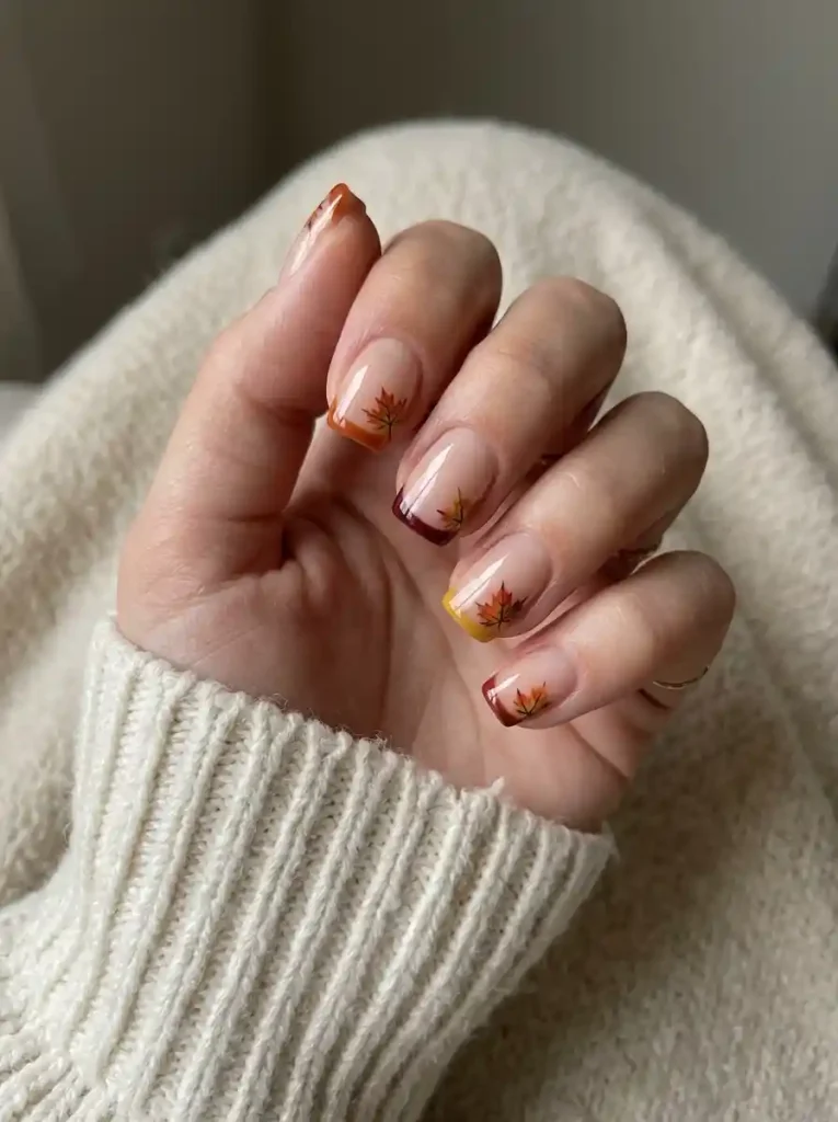 2. Maple Leaf French Tips