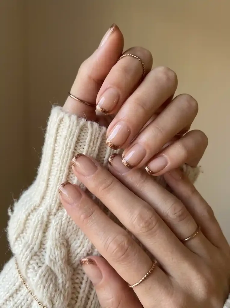 21. Bronze Glitter Tips