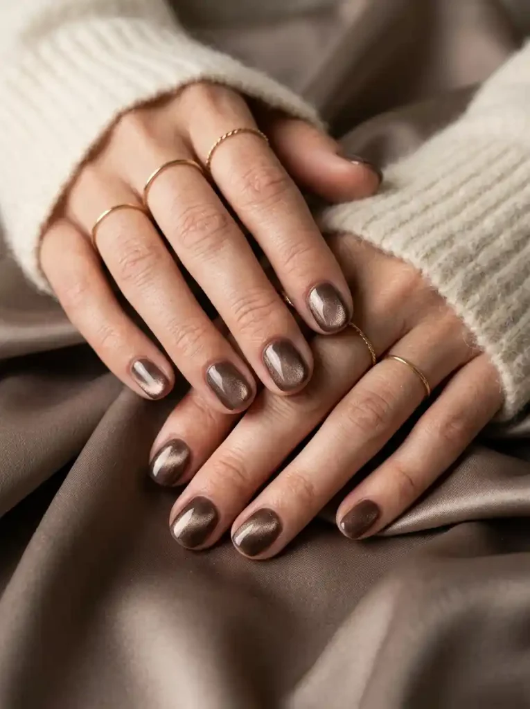 22. Mocha Velvet Short Fall Gel Nails