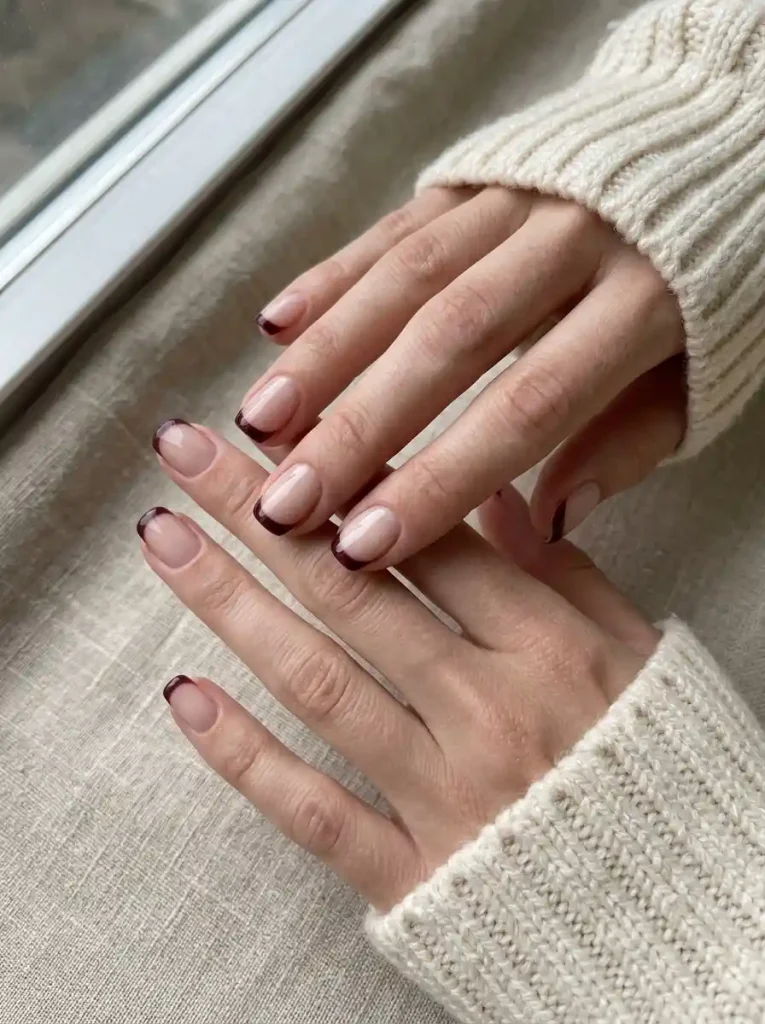 3. Burgundy French Tips