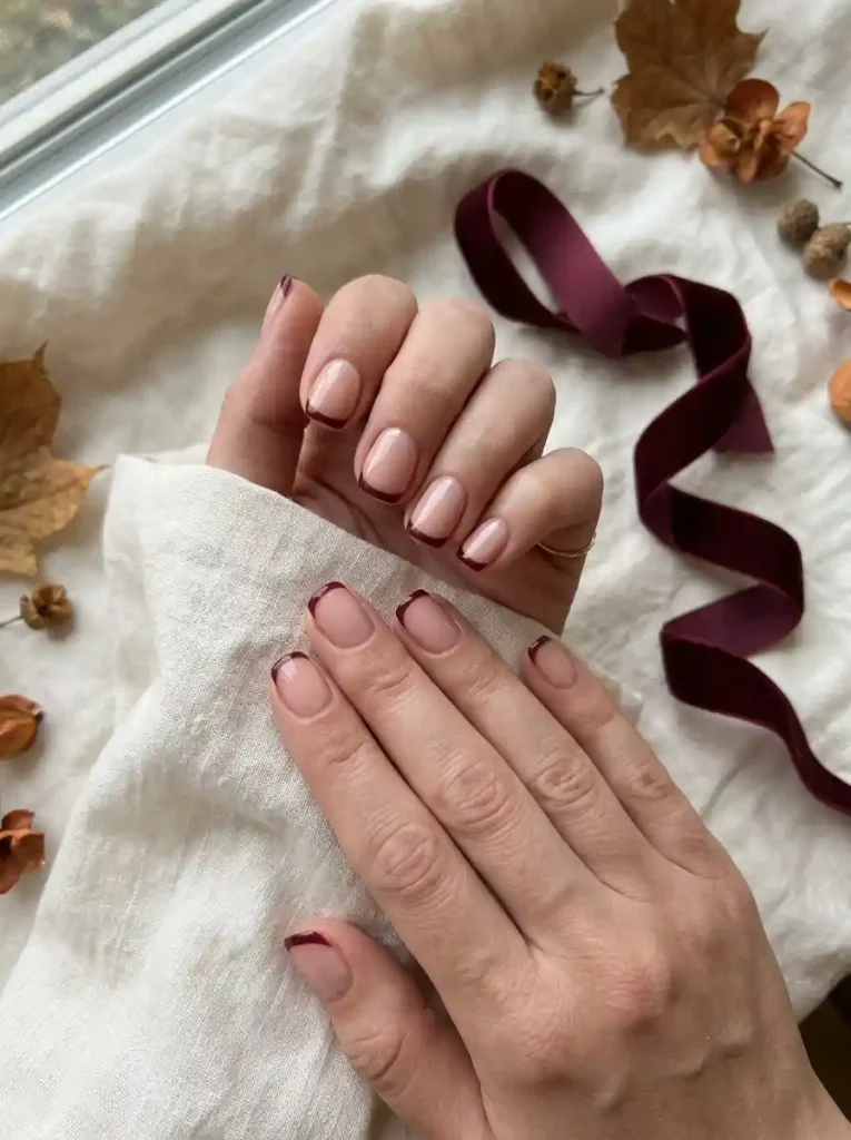 3. Burgundy French Tips