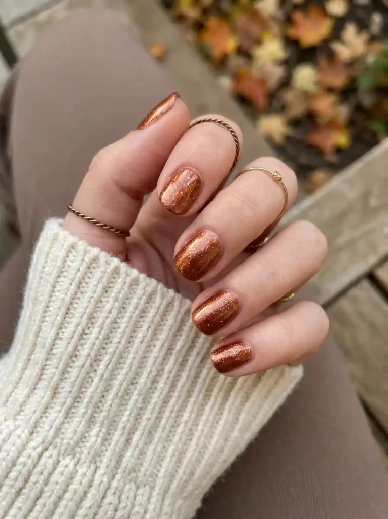 4. Copper Shimmer Nails