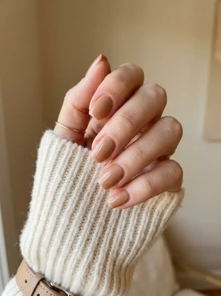 7. Caramel Nude Nails