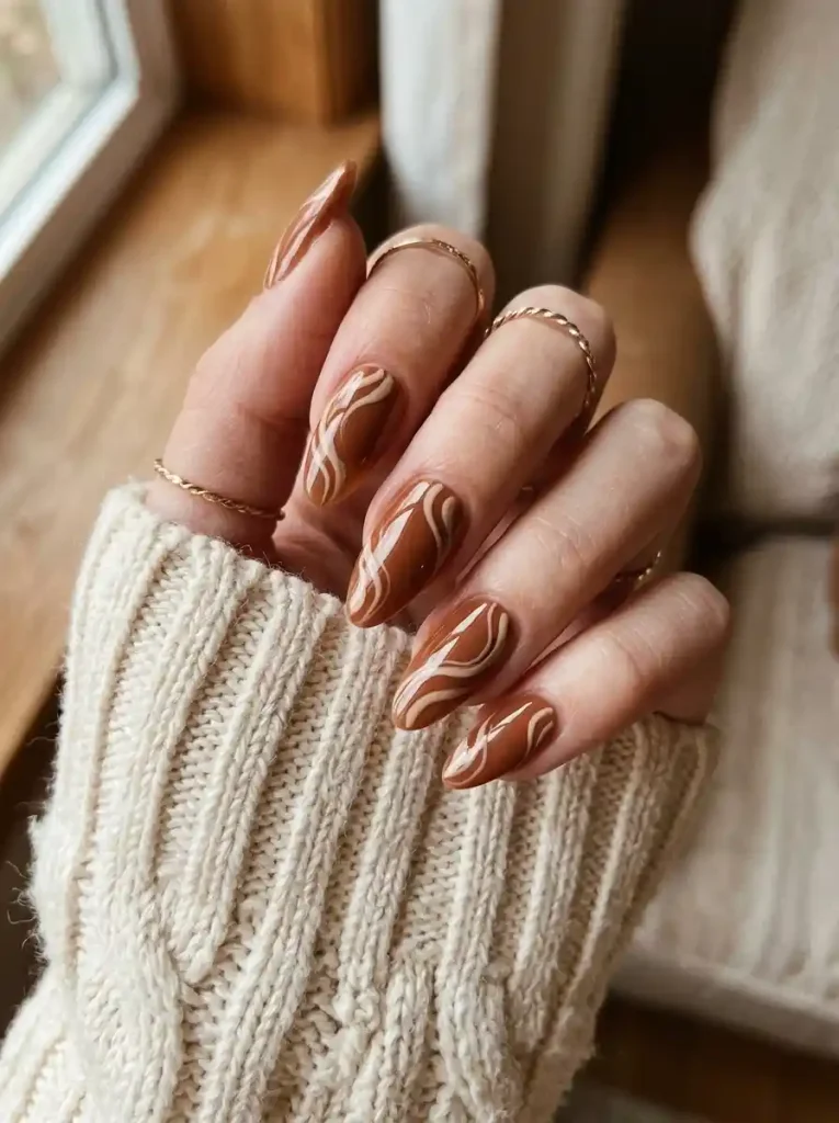 7. Cinnamon Swirl Nails