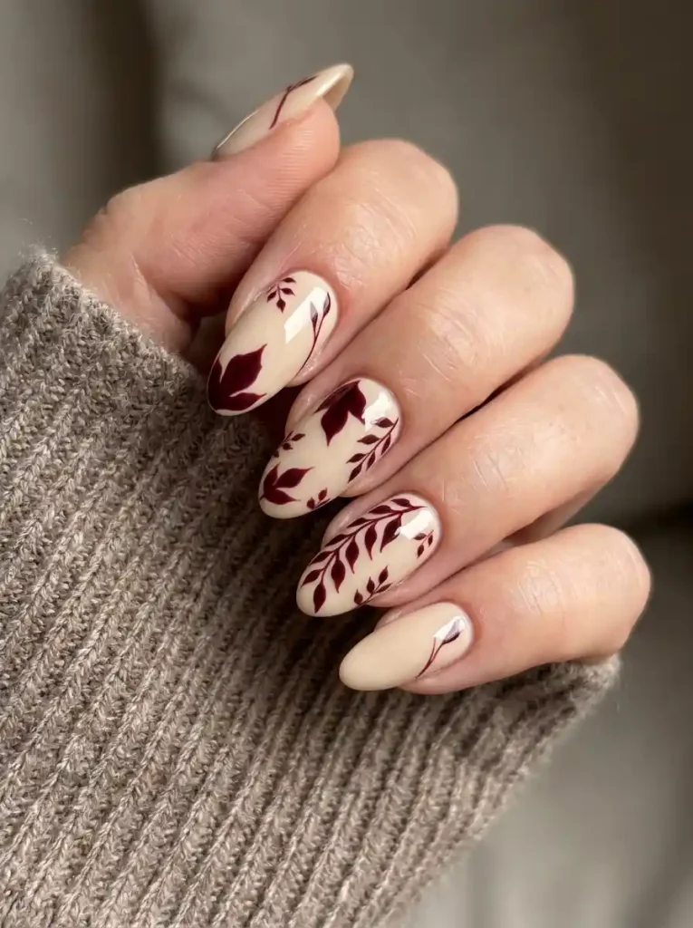 8. Burgundy Leaf Silhouettes