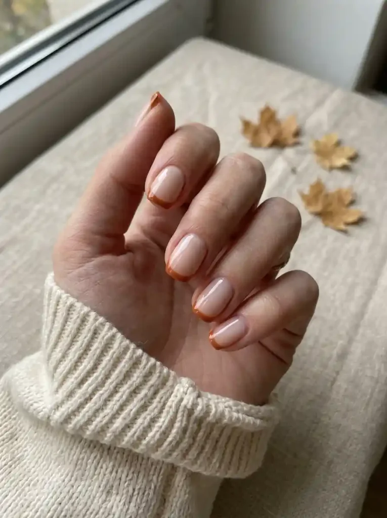 8. Burnt Orange French Tips