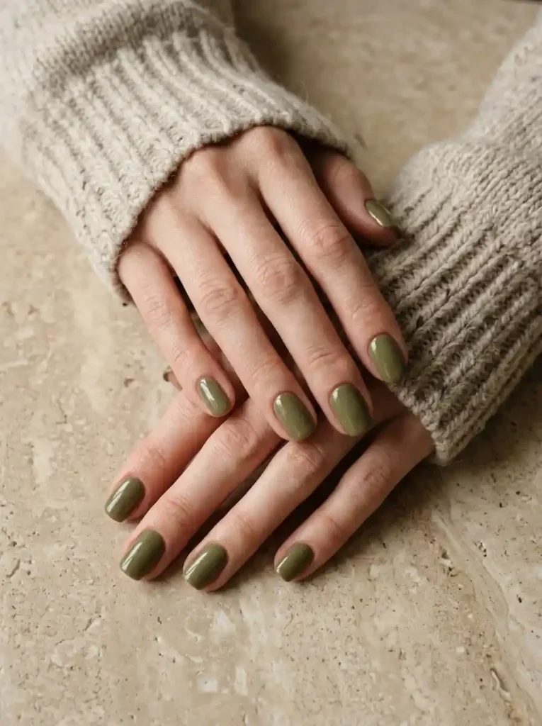 8. Olive Green Nails