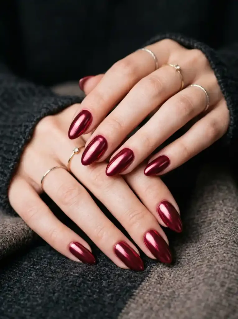 9. Cranberry Chrome Nails
