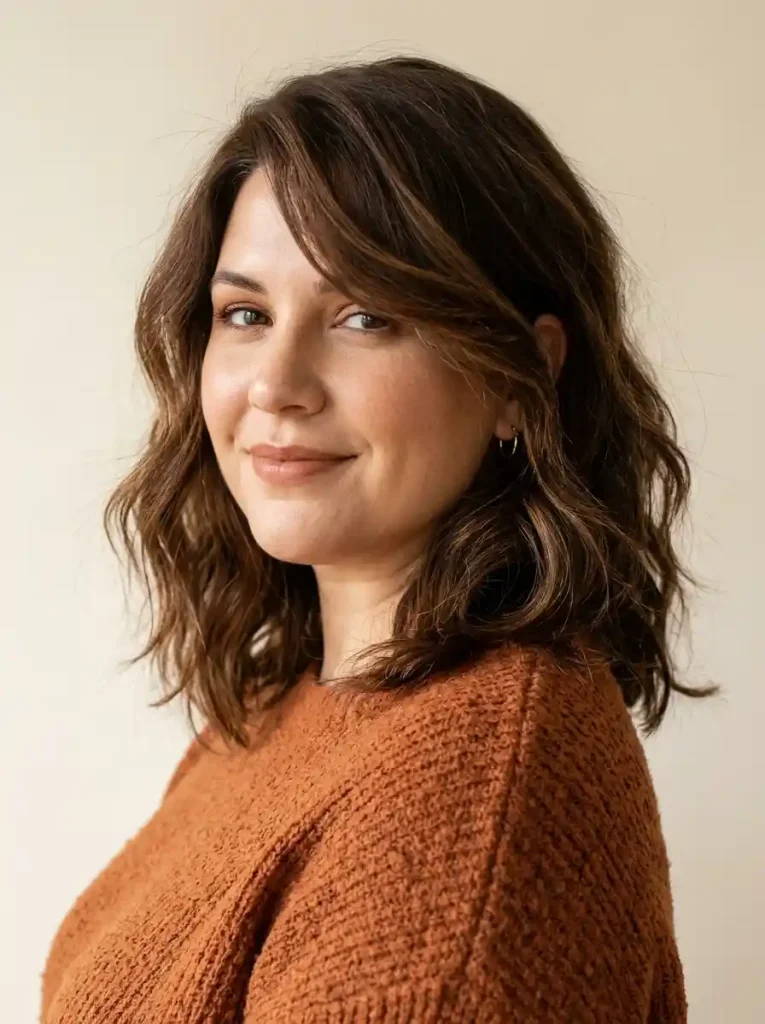 9. Side-Parted Wavy Lob